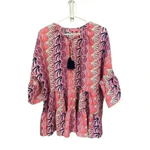 Simply Southern Gather Blouse with Bell Sleeves Size XXL, Pre-Owned